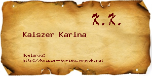 Kaiszer Karina névjegykártya